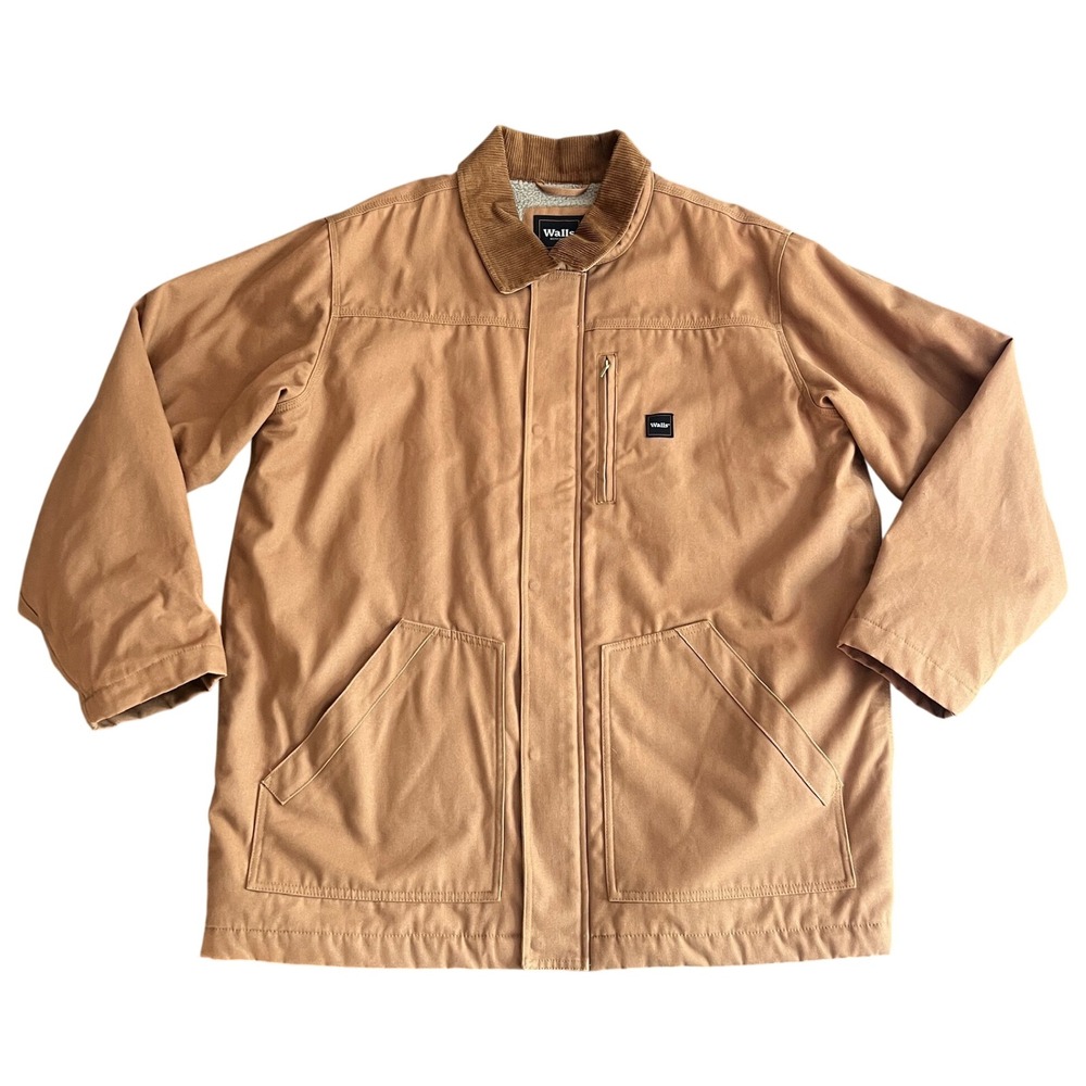 Walls Workwear Men's 2XL Sherpa Lined Canvas Chore Jacket Brown